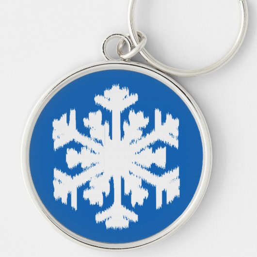 Porte-clés Ikat Snowflake - Cobalt bleu et blanc (Devant)