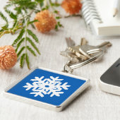Porte-clés Ikat Snowflake - Cobalt bleu et blanc (Côté)
