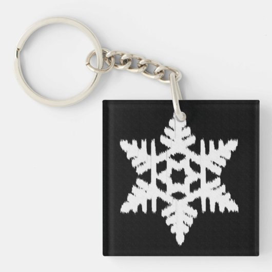 Porte-clés Ikat Snowflake - Noir et blanc (Devant)