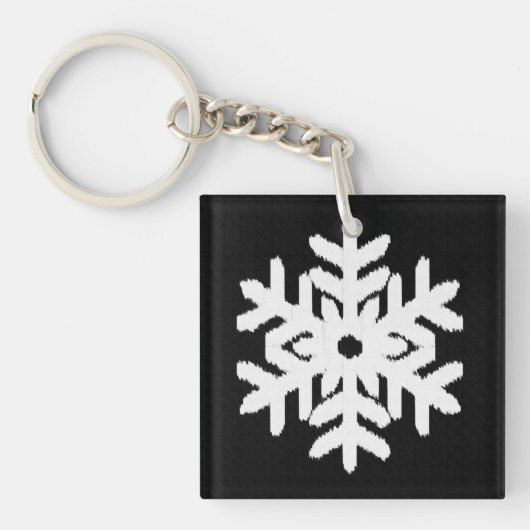 Porte-clés Ikat Snowflake - Noir et blanc (Devant)