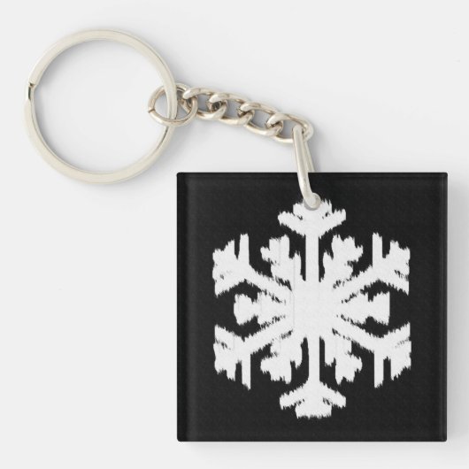 Porte-clés Ikat Snowflake - Noir et blanc (Devant)