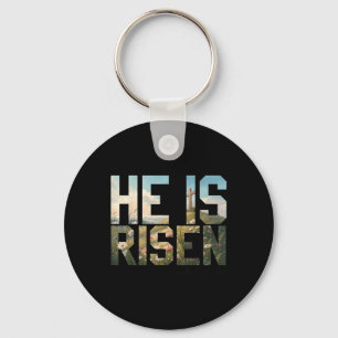 Porte-clés Il Est Ressuscité Croix Fleur sauvage Jésus Christ