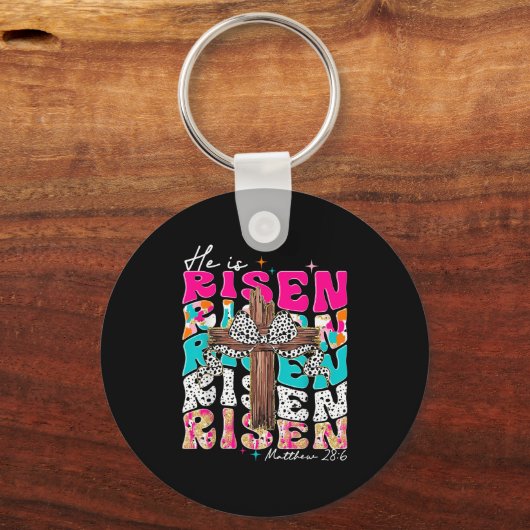 Porte-clés Il Est Ressuscité Croix Jésus Pâques chrétien Reli (Recto)
