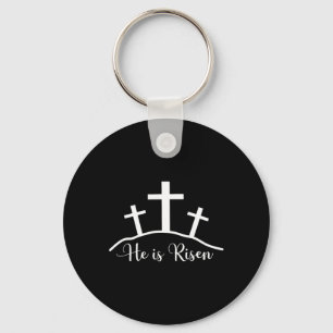 Porte-clés Il Est Ressuscité Croix Jésus Religieux Pâques Jou