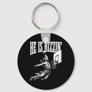 Porte-clés Il Est Rizzin Fun Jesus Débardeur de mème de baske