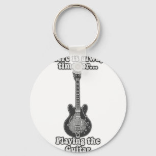 Porte-clés Il est toujours temps de jouer de la guitare. B&W