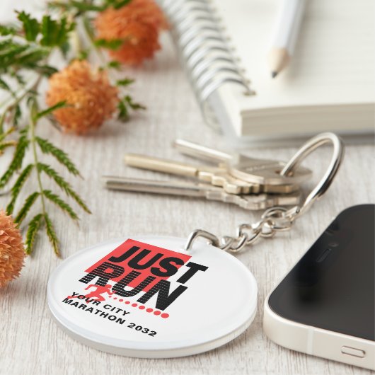 Porte-clés Il suffit de courir Red Marathon Coureur Course Da (Devant Droit)