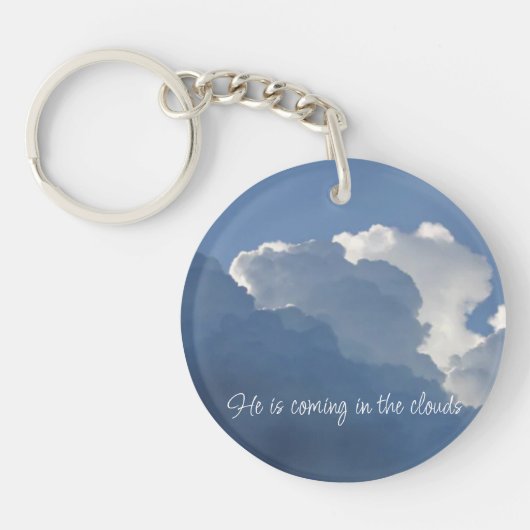 Porte-clés Il vient dans les nuages Citation chrétienne (Devant)