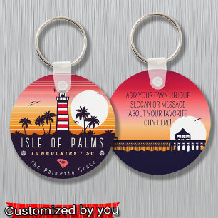 Porte-clés Ile des Palms phare SC Retro Sunset Souvenirs