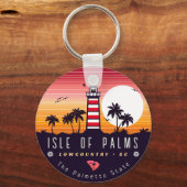 Porte-clés Ile des Palms phare SC Retro Sunset Souvenirs (Recto)