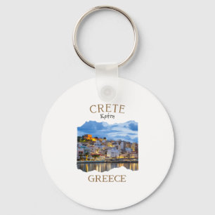 Porte-clés Île grecque de Crète Grèce avec la ville de Rethim