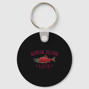 Porte-clés Île Kodiak Alaska Saumon Depuis 1784 Arched Rouge