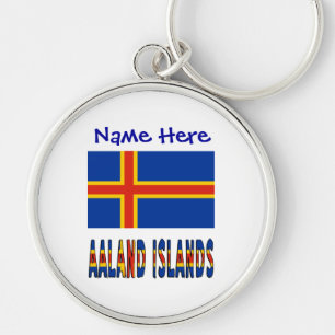 Porte-clés Îles Åland Ålander Drapeau Bleu Personnalisé