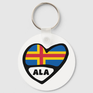 Porte-clés Îles Åland Code du pays Drapeau Coeur Clavier ALA