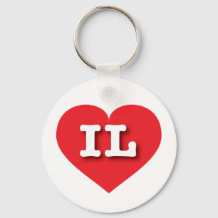 Porte-clés Illinois Red Heart - I love IL
