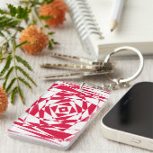 Porte-clés Illusion abstraite rouge blanc (Devant droit)
