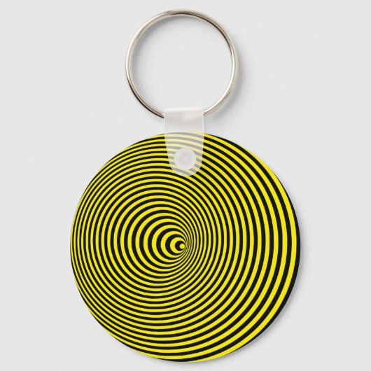Porte-clés Illusion optique 3D Hypnotique Jaune (Recto)