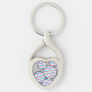 Porte-clés illusion optique pastel esthétique