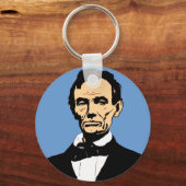 Porte-clés Illustration Abraham Lincoln sur le bleu (Recto)