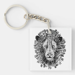 Porte-clés Illustration abstraite de tête de lion audacieuse
