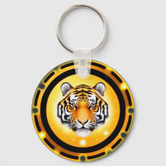 Porte-clés Illustration abstraite de tigre gras (Recto)