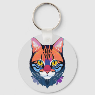 Porte-clés Illustration abstraite d'un visage de chat