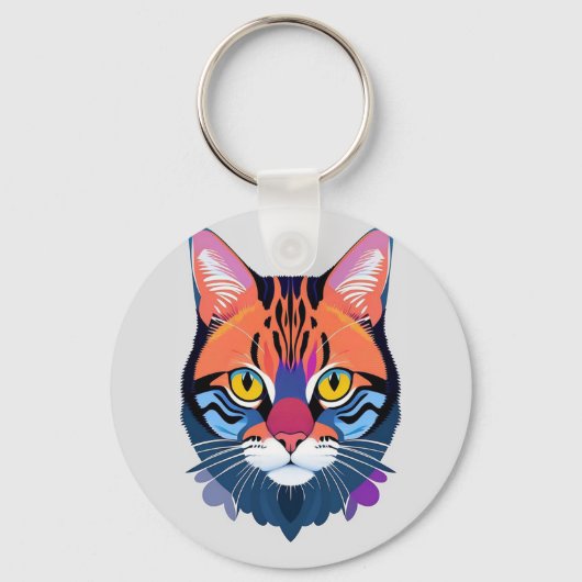Porte-clés Illustration abstraite d'un visage de chat (Recto)