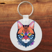 Porte-clés Illustration abstraite d'un visage de chat (Verso)