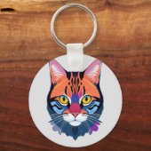 Porte-clés Illustration abstraite d'un visage de chat (Recto)