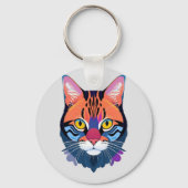 Porte-clés Illustration abstraite d'un visage de chat (Verso)