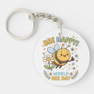 Porte-clés Illustration adorable "Bee Happy!" pour la Journée