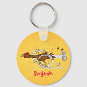 Porte-clés Illustration amusante de poulet cool