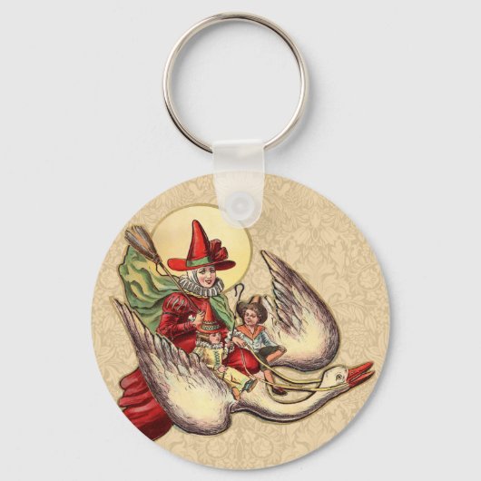 Porte-clés Illustration Antique de l'Enfant de Mère l'Oye (Recto)