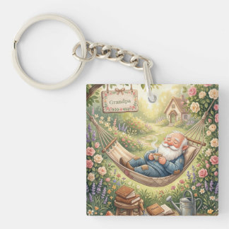 Porte-clés Illustration aquarelle cosy d'un gnome endormi