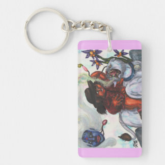 Porte-clés Illustration aquarelle Eros chevauchant une lionne