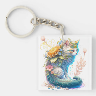 Porte-clés Illustration artistique de chat majestueux