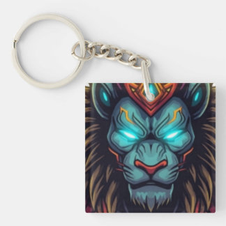Porte-clés Illustration artistique du lion majestueux et du h