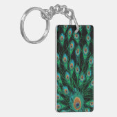 Porte-clés Illustration avec des plumes de paon sur le noir (Devant gauche)