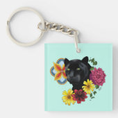 Porte-clés Illustration botanique florale panthère noire auda (Devant)
