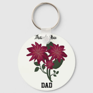 Porte-clés Illustration botanique florale rose profond élégan