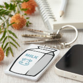 Porte-clés Illustration Carton de lait de vache laitière cuit (Devant droit)