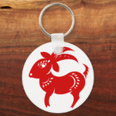 PORTE-CLÉS ILLUSTRATION CHINOISE DE PAPERCUT DE CHÈVRE ZODIAC (Recto)