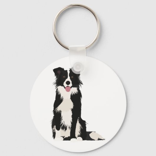 Porte-clés Illustration Collie Bordure ! (Recto)