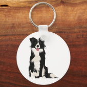 Porte-clés Illustration Collie Bordure ! (Recto)