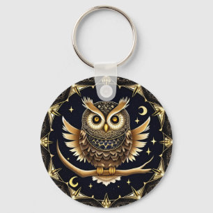 Porte-clés Illustration complexe de hibou nocturne