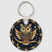 Porte-clés Illustration complexe de hibou nocturne (Verso)