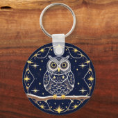 Porte-clés Illustration complexe de hibou nocturne (Verso)