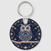 Porte-clés Illustration complexe de hibou nocturne (Verso)