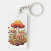 Porte-clés Illustration créative de forêt de champignons (Dos)