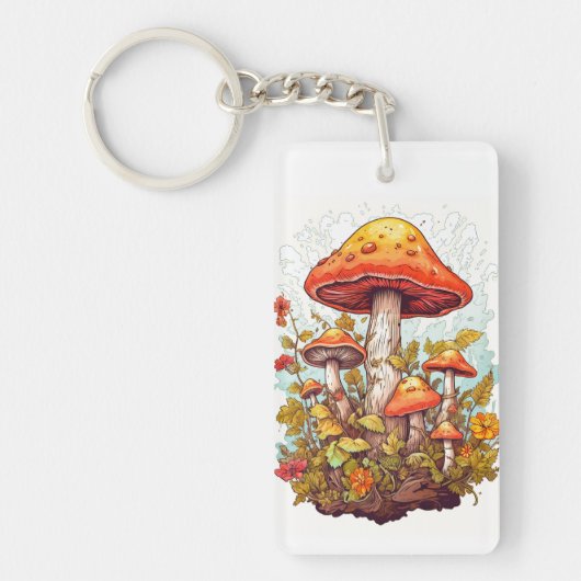 Porte-clés Illustration créative de forêt de champignons (Devant)